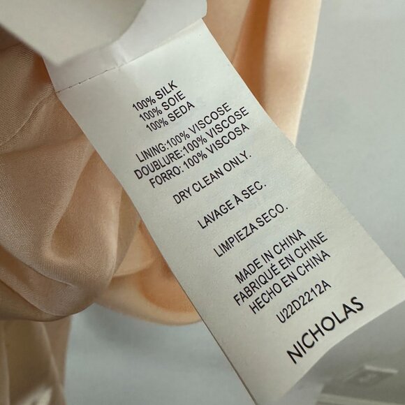 NWT Nicholas Silvina Waist Cutout Satin‎ Silk Gown Ricotta Nude Neutral Size 6 - Picture 9 of 10
